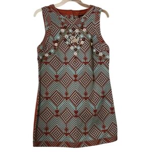 Free People New Romantics Geometric Patterned Beaded Sleeveless Dress - S Boho